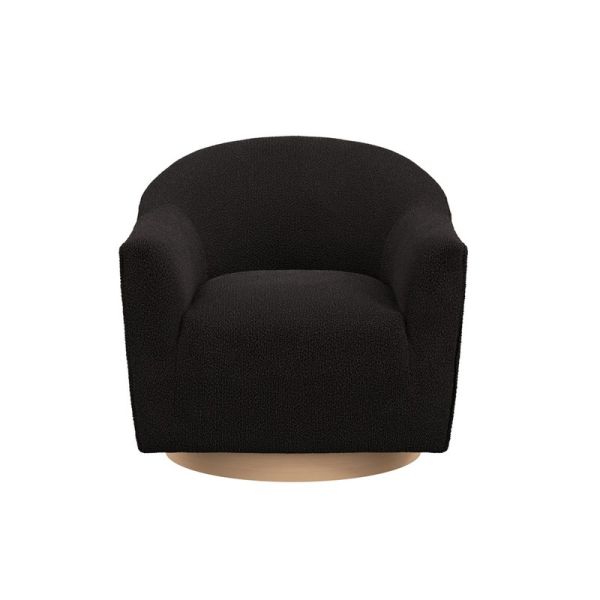 Daphne Swivel Chair - Boucle - L80.5 x W75 x H72 cm - Black/Natural