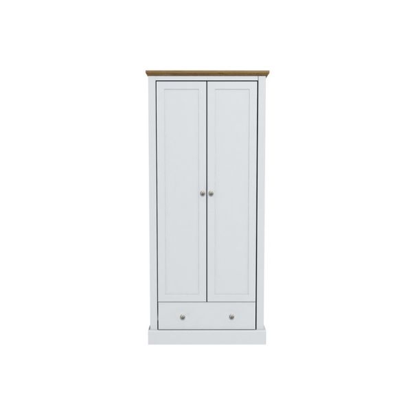 Devon 2 Door Wardrobe - Particle Board - L56 x W79.7 x H181.5 cm - White