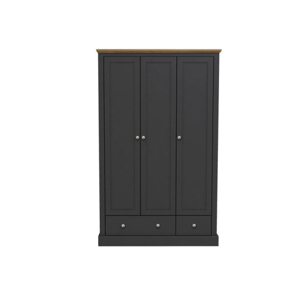 Devon 3 Door 2 Drawer Wardrobe - Particle Board - L57.7 x W112.9 x H181.6 cm - Charcoal
