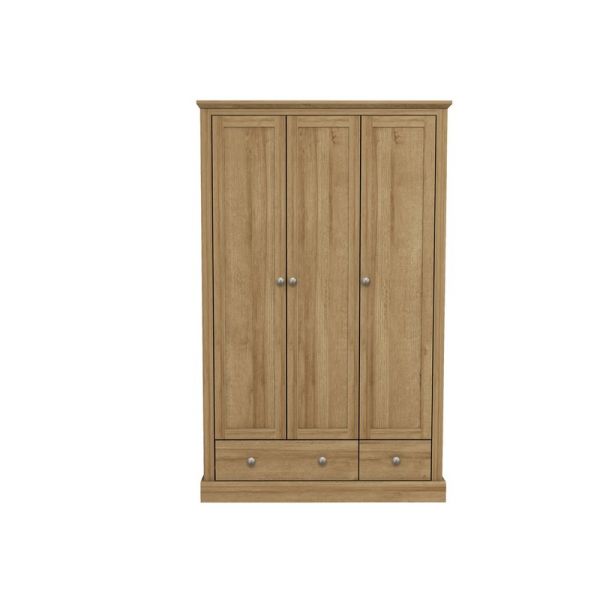 Devon 3 Door 2 Drawer Wardrobe - Particle Board - L56 x W112.9 x H181.5 cm - Oak