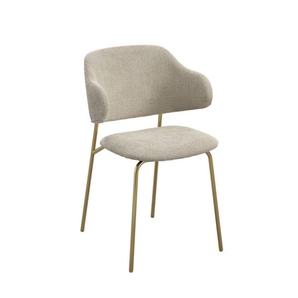 Dorchester Indoor Dining Chair (Pack of 2) - Weave/Metal - L56 x W53.5 x H83 cm - Wheat/Gold - Flat Pack