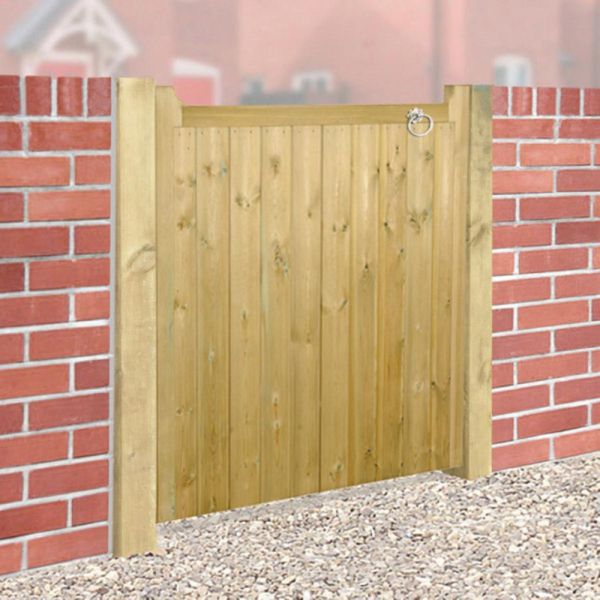 Drayton Square Top Low Single Gate - Pressure Treated Scandinavian Redwood - W1050 x H950 mm