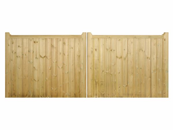 Drayton Square Top Low Double Driveway Gate - Pressure Treated Scandinavian Redwood - W2700 x H950 mm