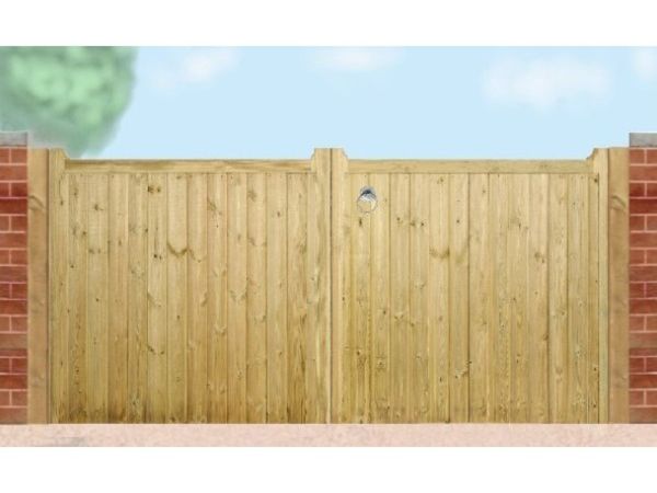 Drayton Square Top Low Double Driveway Gate - Pressure Treated Scandinavian Redwood - W3000 x H950 mm