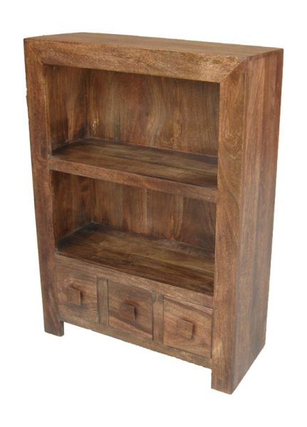 Dakota Small Bookcase - Mango Wood - L30 x W75 x H105 cm - Dark Finish