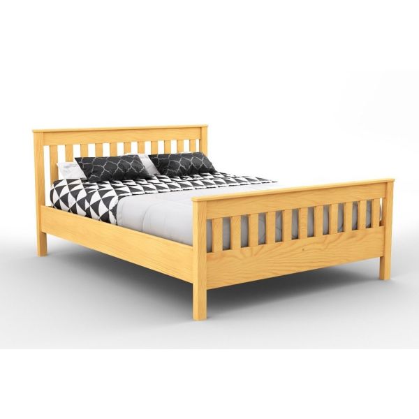 King Size Bed Frame - Wood - L207 x W161 x H96 cm - Alder