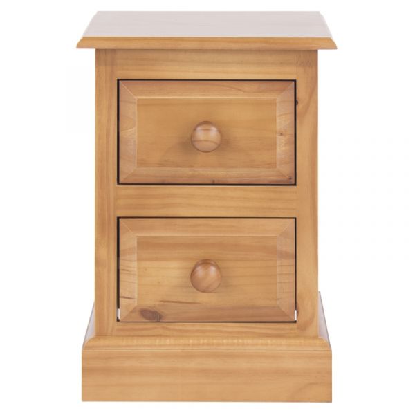 Highland Home EB Assembled Antique Lacquered Pine 2 Drawer Compact Bedside Cabinet