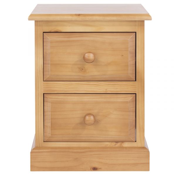 Highland Home EB Assembled Antique Lacquered Pine 2 Drawer Bedside Cabinet
