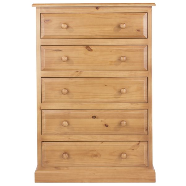 Highland Home EB Assembled Antique Lacquered Pine 5 Drawer Chest
