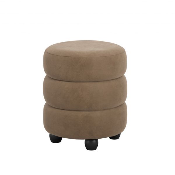 Emi Pouffe - Velvet/Pine - L43 x W43 x H49.5 cm - Mole/Black - Fully Assembled