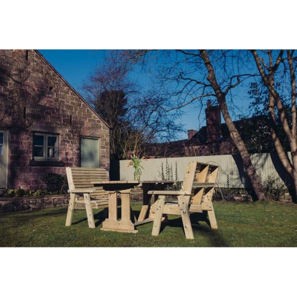 Ergo Table Bench Set - Sits 4, Wooden Alfresco Garden Dining Furniture Set - L250 x W180 x H105 cm - Min. Assembly Required