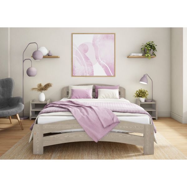 Dala Bed Frame 4 Feet - Wood - L197 x W128 x H80 cm - Desert Grey