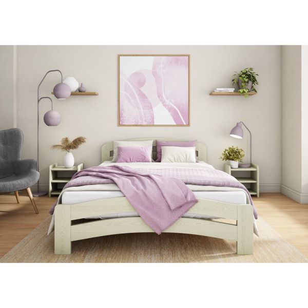 Dala Bed Frame 5 Feet - Wood - L207 x W158 x H80 cm - Feather