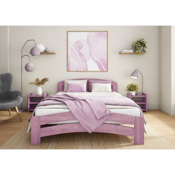 Dala Bed Frame 6 Feet - Wood - L207 x W188 x H80 cm - Purple Lilac
