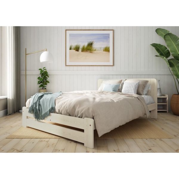 Aurora Bed Frame 3 Feet - Wood - L197 x W98 x H80 cm - Feather