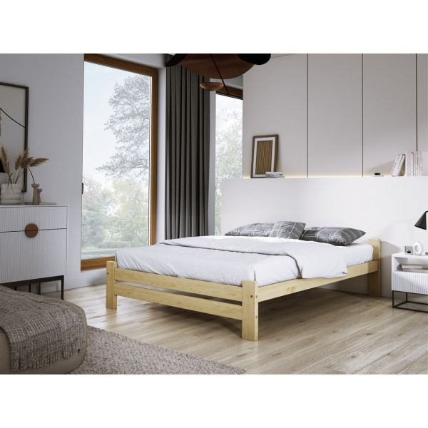 King Size Bed Frame - Wood - L205 x W158.5 x H51 cm - Untreated