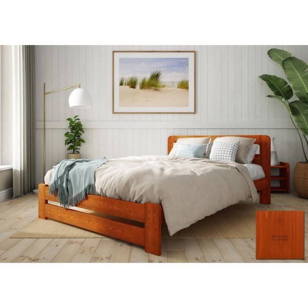 Aurora Small Double Size Bed Frame 4 Feet - L197 x W128 x H80 cm - Brunette