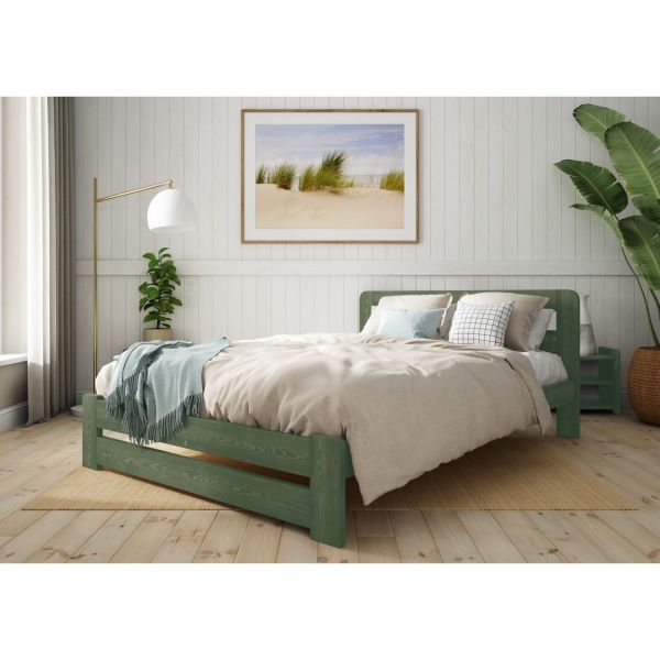 Aurora Bed Frame 4 Feet - Wood - L197 x W128 x H80 cm - Midnight Green
