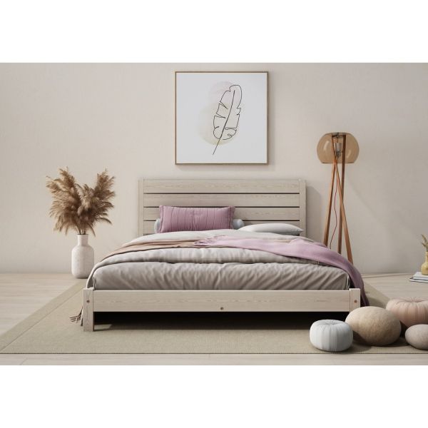 Shibui Bed Frame 4 Feet 6 Inch - Wood - L197 x W146 x H90 cm - Desert Grey
