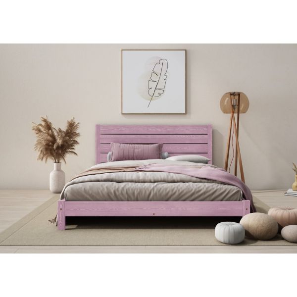Shibui Bed Frame 5 Feet - Wood - L207 x W161 x H90 cm - Purple Lilac