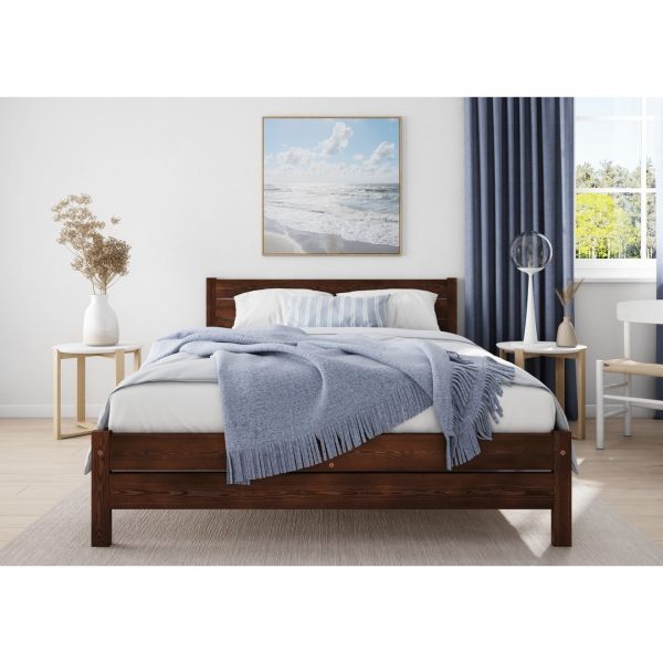 Super King Size Bed Frame - Wood - L207 x W188 x H90 cm - Walnut