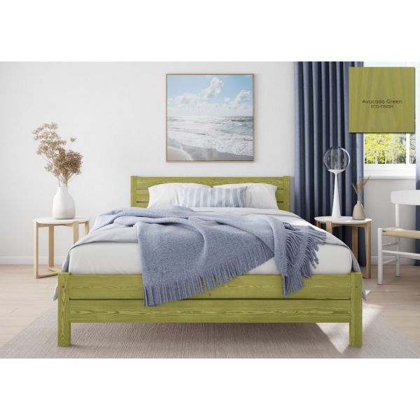 Alva Double Size Bed Frame 4 Feet 6 Inches - L197 x W146 x H90 cm - Avocado