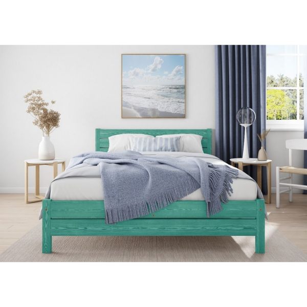 Alva Bed Frame 4Ft6 - Wood - L197 x W146 x H90 cm - Denim