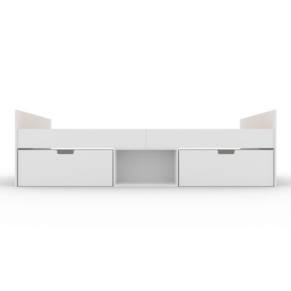 3 Feet Flash Single Cabin Bed with 2 Drawers - L196 x W95 x H50 cm - White - Assembly Required