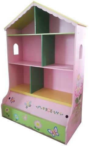 Fairy Dollhouse Bookshelf with Storage Bins