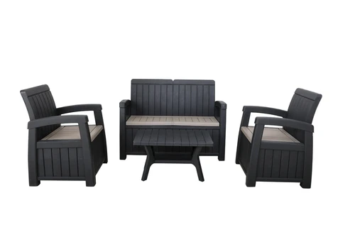 Faro 4 Seater Conversation Set - Polypropylene - H89.8 x W124.3 x L65.8 cm - Black