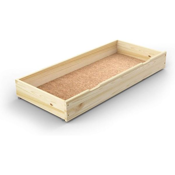 Underbed Storage Drawer (Grooves) - Wood - L98 x W55 x H18.5 cm - Pine