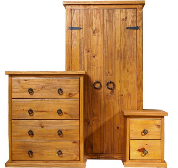Farmhouse Bedside Cabinet, Chest of Drawers And Wardrobe Set