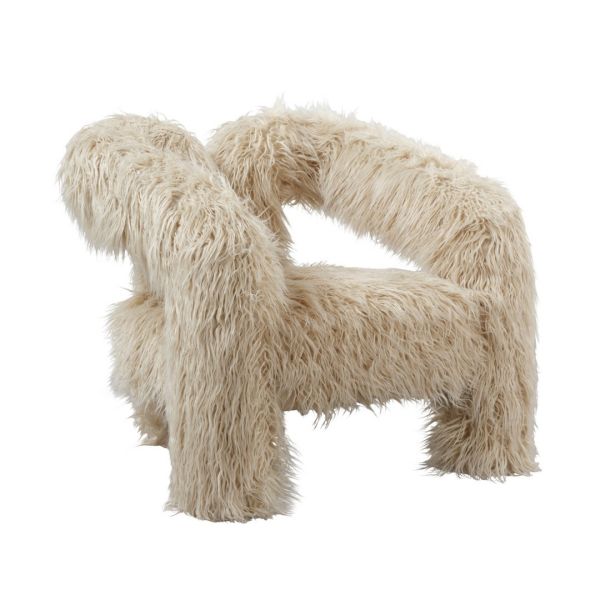 Freyja Indoor Chair - Faux Mongolian Fur - L74 x W78 x H71 cm - Ivory - Fully Assembled