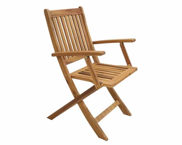 Manhattan 4 Seater Armchair Round Folding Dining Set - Timber - L56.5 x W59 x H89 cm