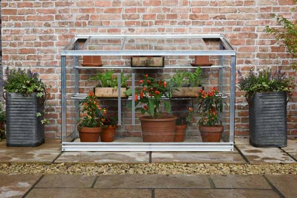 4 Feet Half Wall Frame/Growhouse - Glass - L121 x W63 x H76 cm - Cotswold Green