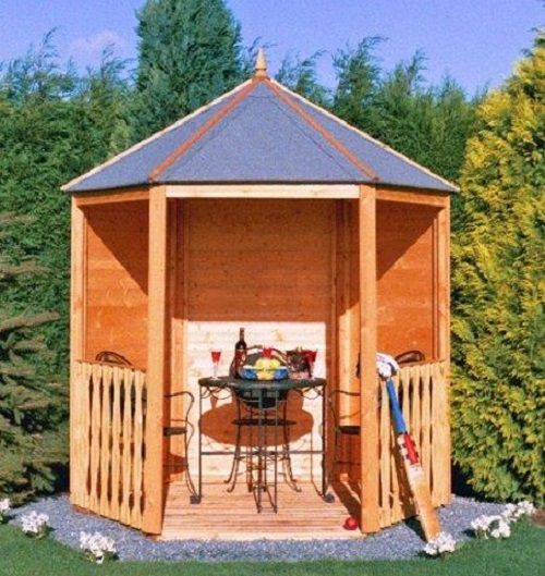 Gazebo Arbour Dip Treated Garden Arch Seat Approx 6 x 7 Feet