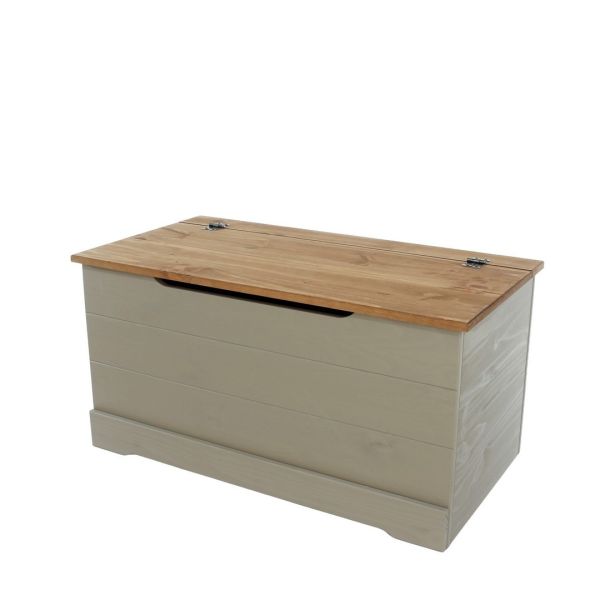 Storage Trunk - Pine - L47.2 x W90.2 x H45.4 cm - Grey - Screw/Nail&Dowel
