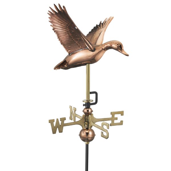 Cottage Duck in Flight Copper Weathervane - Quality Wind Vane - H60 x W29 x L33 cm