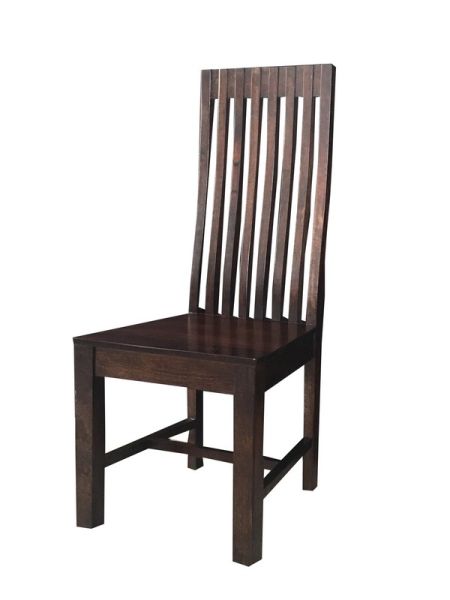 Geneva Long Back Solid Seat Chair (Set of 2) - Mango Wood - Dark Finish