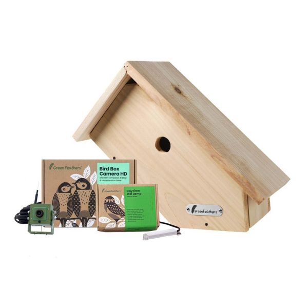 45 Degree WiFi Side View Bird Box Camera Starter Pack - Larch - L53 x W36 x H22 cm