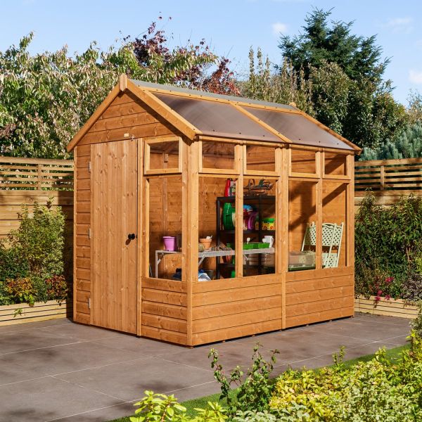 8 x 6 Growhouse - Timber - L248 x W197.5 x H246.5 cm - Dip Treated Honey Brown