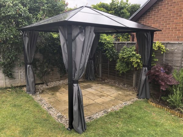 Peninsula Gazebo - Polycarbonate - L260 x W360 x H260 cm - Grey