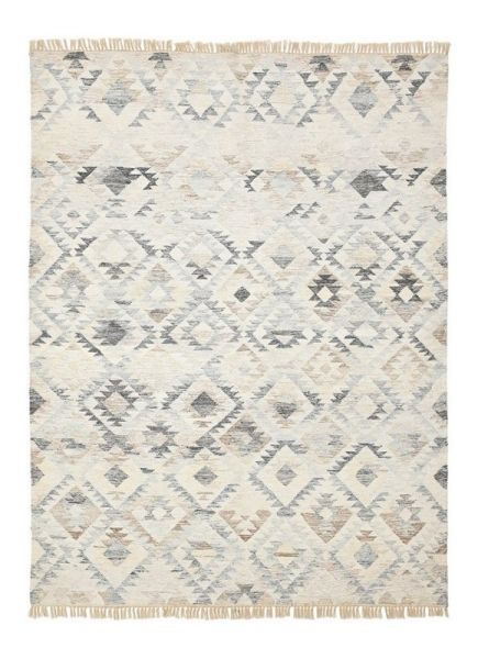 Avya Rectangular Shaped Hand Woven Kilim - Wool - L230 x W160 x H1 cm - Cream