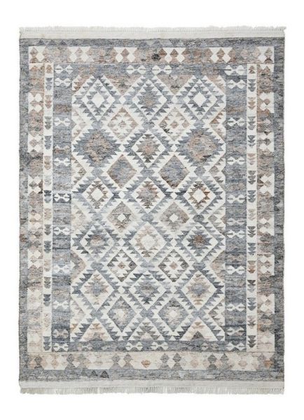 Divi Rectangular Shaped Hand Woven Kilim - Pet Yarn - L230 x W160 x H1 cm - Grey