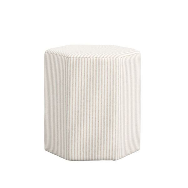 Harbour Thin Stripe Stool - Cotton Blend - L42 x W38.5 x H45.5 cm - Beige - Fully Assembled