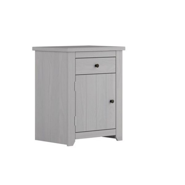 Havana Bedside Cabinet - Pine/Metal - L39 x W53 x H65.5 cm - Grey/Pewter - Flat Pack