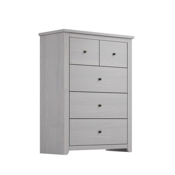 Havana 3+2 Chest of Drawers - Pine/Metal - L39 x W90 x H120 cm - Grey/Pewter - Flat Pack