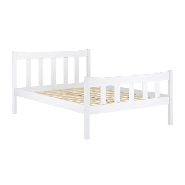 Havana King Size Bed Frame (Pack of 2) - Pine/Metal - L210.8 x W159.8 x H96 cm - White/Pewter - Flat Pack