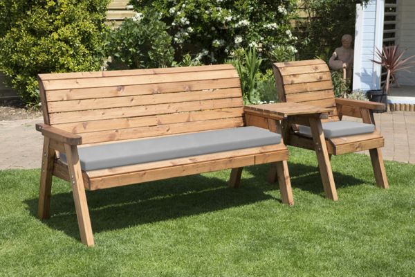Four Seater Companion Set Straight with Cushions - W260 x D74 x H98 - Fully Assembled - Grey