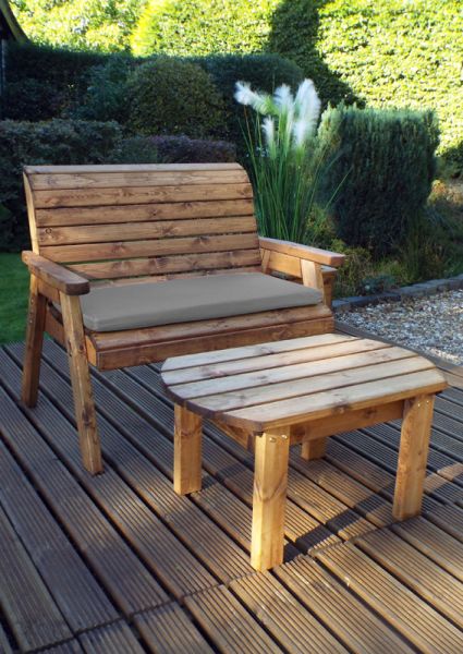 Deluxe Bench Set with Cushions - W120 x D170 x H98 - Fully Assembled - Grey